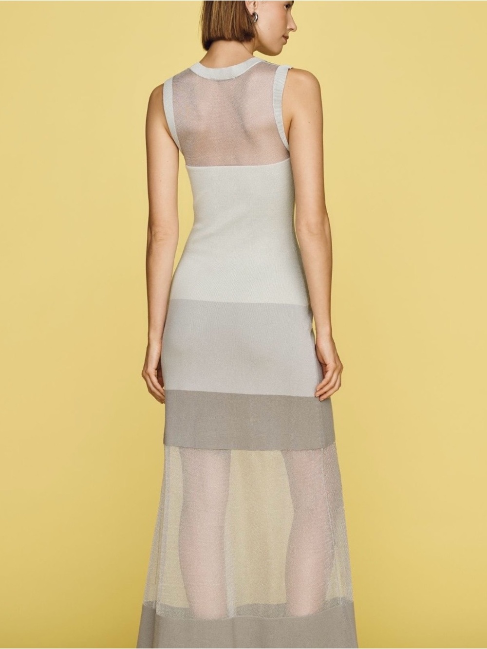 Anthropologie Maeve Grey Maxi Dress with Mesh Panels. Size XL NWT - Picture 4 of 4